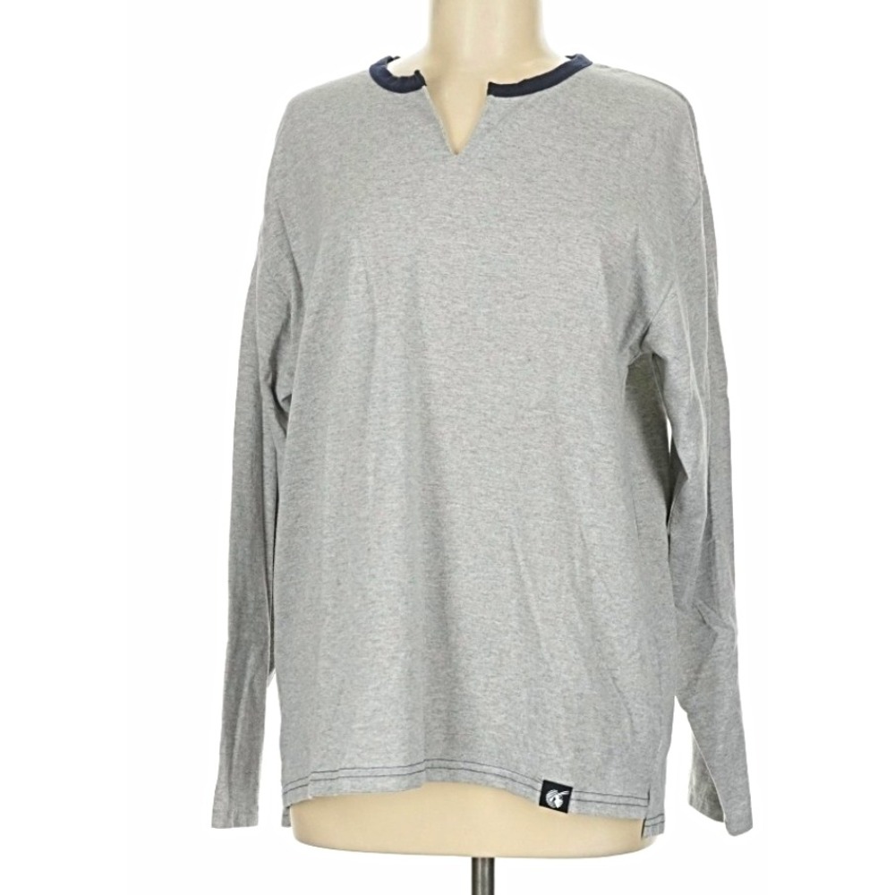 The White Company Womens Gray Solid Knit V-Neck Long Sleeve Pullover Top M